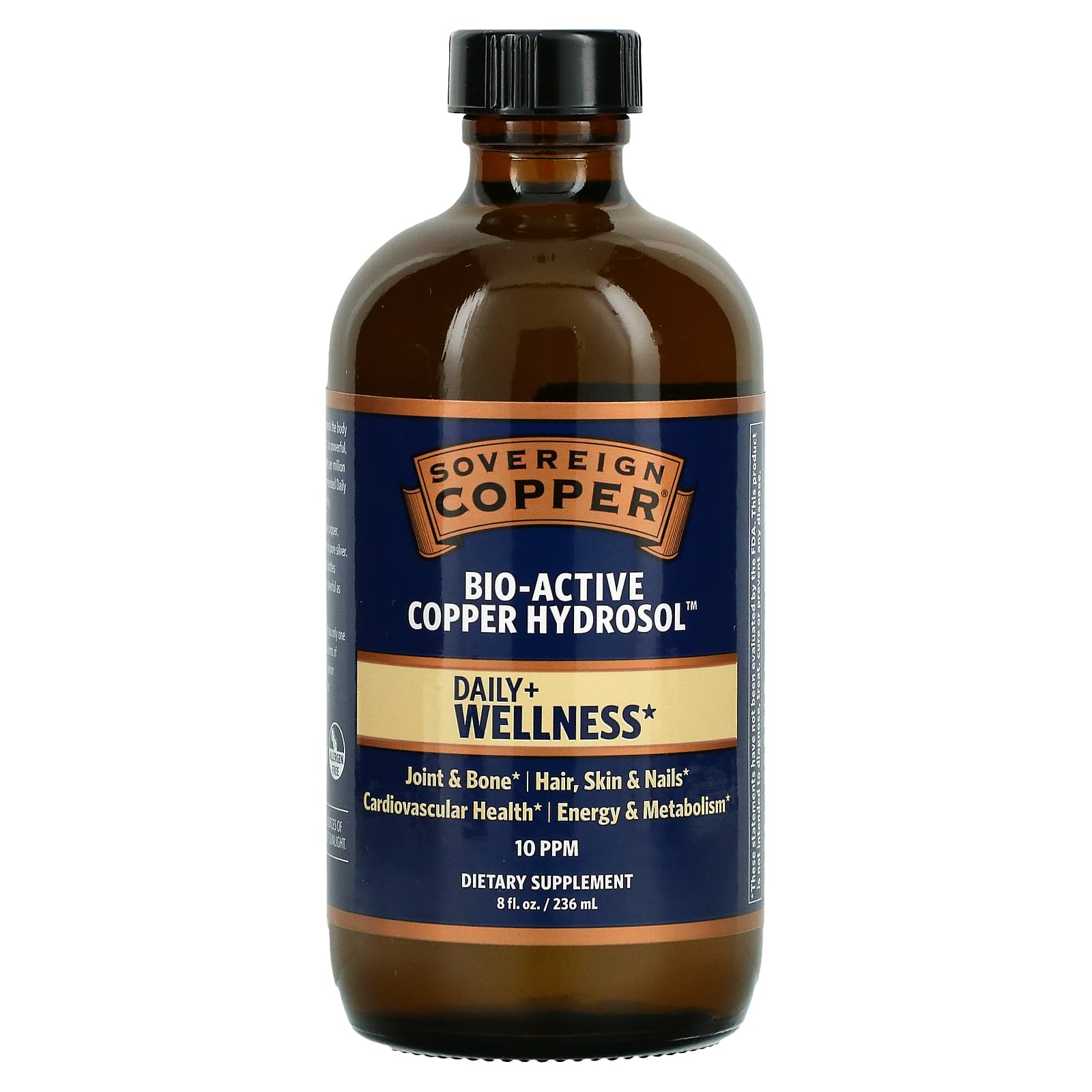 Sovereign Silver, BioActive Copper Hydrosol, 10 PPM, 8 oz (236 ml)