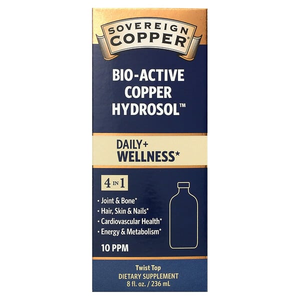 Sovereign Silver, Bio-Active Copper Hydrosol（バイオアクティブ銅ヒドロゾル）、10PPM、236ml（8オンス）