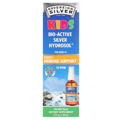 Sovereign Silver, Kids' Bioactive Silver Total Lotion, Daily Immune Help Spray, Ages 4 and Up, 10 PPM, 2 fl oz (59 ml)