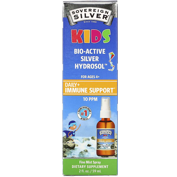 Sovereign Silver, 子ども用Bio-Active Silver Hydrosol（バイオアクティブシルバーハイドロソル）、毎日の免疫サポートスプレー、4歳以上、10ppm、59ml（2液量オンス）