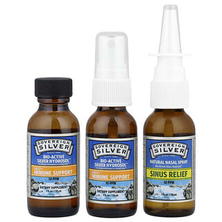 Sovereign Silver, Hidrosol de plata bioactivo, Refuerzo diario e inmunitario, Kit de prueba y de viaje, 10 PPM, Kit de 3 piezas, 29 ml (1 oz. Líq.) Cada una