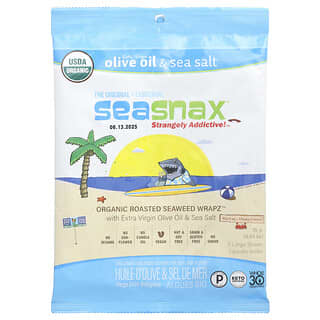 SeaSnax, Organic Roasted Seaweed Wrapz, Original, 5 Large Sheets, 0.54 oz (15 g)