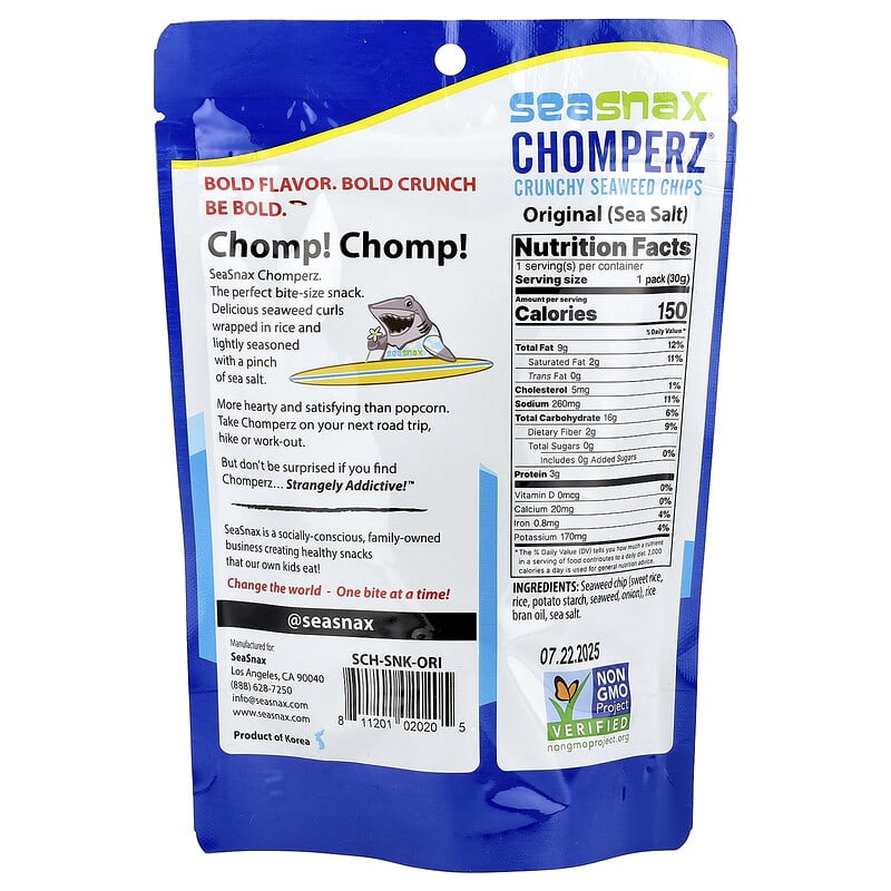 Chomperz™（チョンパーズ）、カリカリ海藻チップス、オリジナル、1