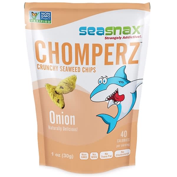 SeaSnax, Chomperz, Crunchy Seaweed Chips, Onion, 1 oz (30 g)
