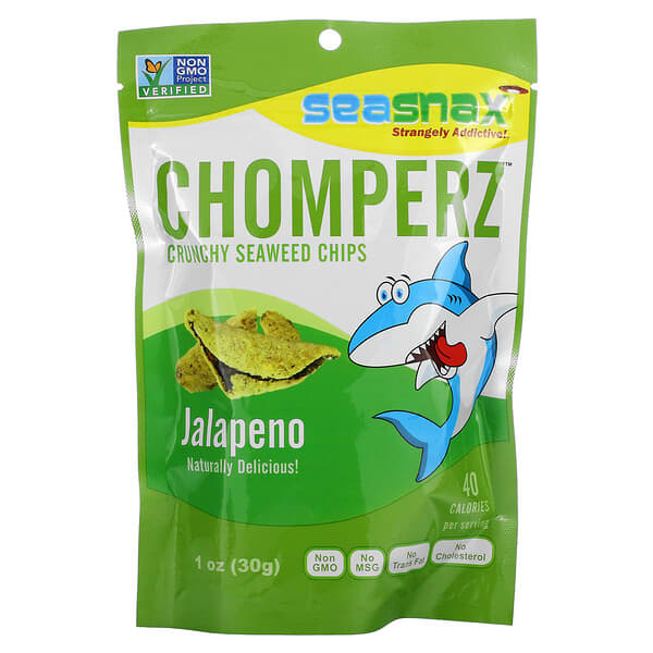 SeaSnax, Chomperz™（チョンパーズ）、カリカリ海藻チップス、ハラペーニョ、1 オンス (30 g)