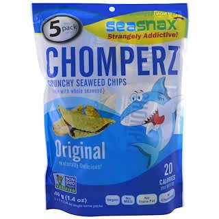 SeaSnax, Chomperz, Chips crocantes de algas marinas, Original, 5 Packs de una porción, 0.28 oz (8 g) c/u