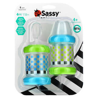 Sassy, Alimentador para bebés, 4 meses o más, Paquete de 2, 118 ml (4 oz) cada uno