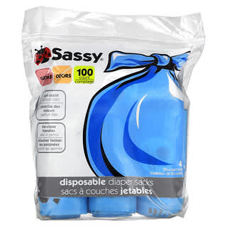 Sassy, Disposable Diaper Sacks, 100 Sacks, 4 - 25 Count Rolls