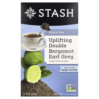 Stash Tea, Earl Grey, черный чай, двойной бергамот, 18 чайных пакетиков, 33 г (1,1 унции)