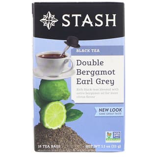 Stash Tea, Té negro, Doble bergamota Earl Grey, 18 bolsitas de té, 33 g (1,1 oz)