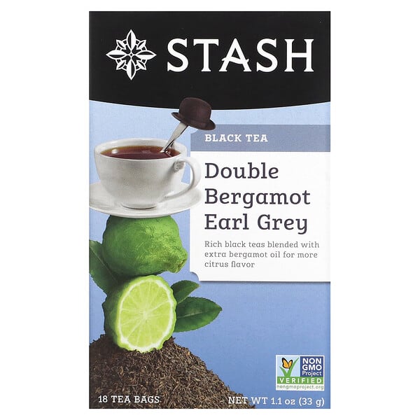 Stash Tea‏, Black Tea, Double Bergamot Earl Grey, 18 Tea Bags, 1.1 oz (33 g)