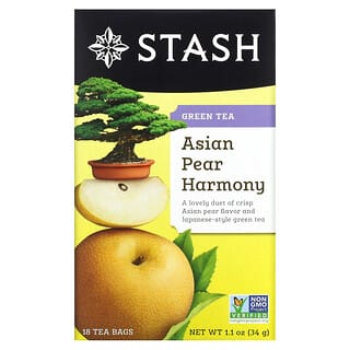 Stash Tea, شاي أخضر، بنكهة الإجاص الآسيوي، 18 كيس شاي، 1.1 أوقية (34 غرام)