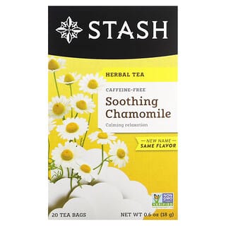 Stash Tea, Herbal Tea, Soothing Chamomile, Caffeine-Free, 20 Tea Bags, 0.6 oz (18 g)