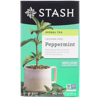 Stash Tea, Herbal Tea, перечная мята, без кофеина, 20 чайных пакетиков, 20 г (0,7 унции)