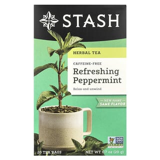 Stash Tea, Herbal Tea, освежающая перечная мята, без кофеина, 20 чайных пакетиков, 20 г (0,7 унции)