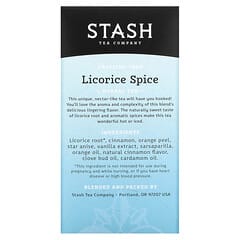 Stash Tea, Herbal Tea, Licorice Spice, Caffeine Free, 20 Tea Bags, 1.2 oz (36 g)