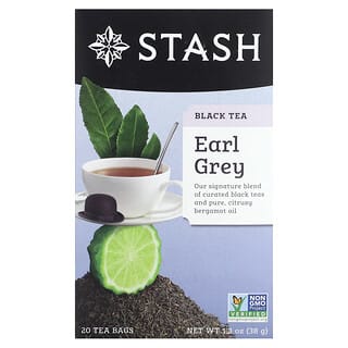 Stash Tea, Черный чай, Earl Grey, 20 чайных пакетиков, 38 г (1,3 унции)