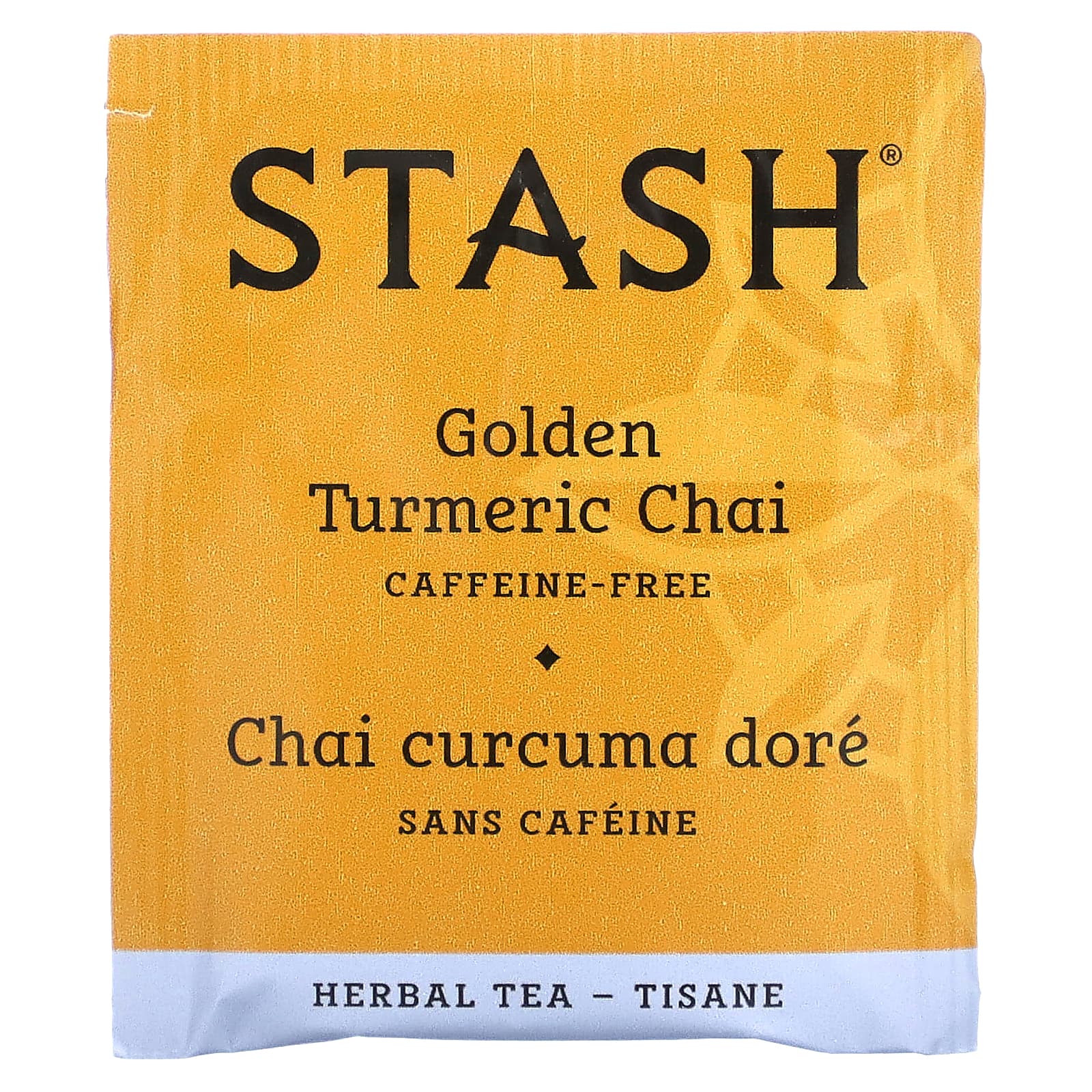 Stash Tea, ハーブティー、ゴールデン ターメリック チャイ、カフェインフリー、ティーバッグ18袋、36g（1.2オンス）