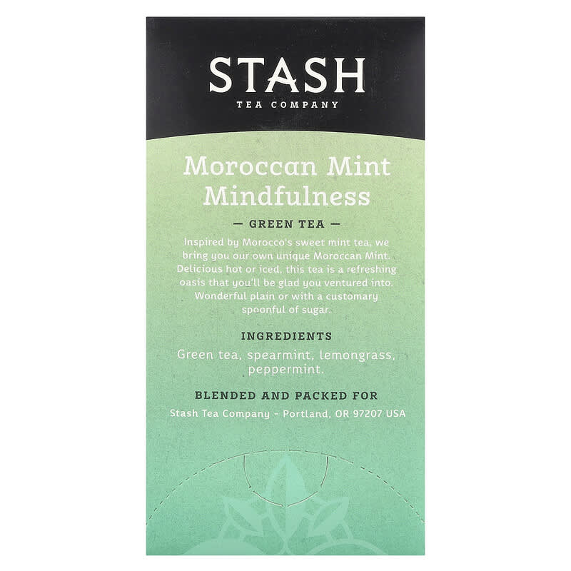 Green Tea, Moroccan Mint Mindfulness, 20 Tea Bags, 0.9 oz (26 g)