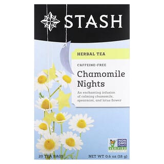 Stash Tea, 草本茶，菊花夜晚，不含咖啡萃取，茶20包，0.6盎司（18克）