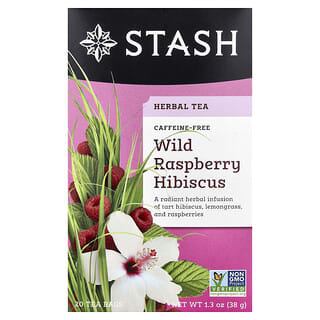 Stash Tea, Kräutertee, wilde Himbeere und Hibiskus, koffeinfrei, 20 Teebeutel, 38 g (1.3 oz.)