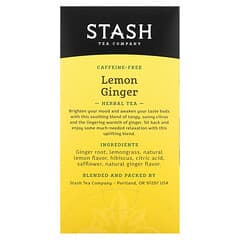 Stash Tea, Chá de Ervas, Limão e Gengibre, Sem Cafeína, 20 Saquinhos de Chá, 34 g (1,1 oz)