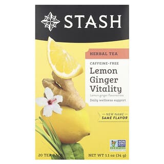 Stash Tea, Tisane, Citron et gingembre, Sans caféine, 20 sachets de thé, 34 g