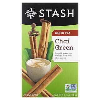 Stash Tea, Thé vert, Chai vert, 20 sachets de thé, 38 g