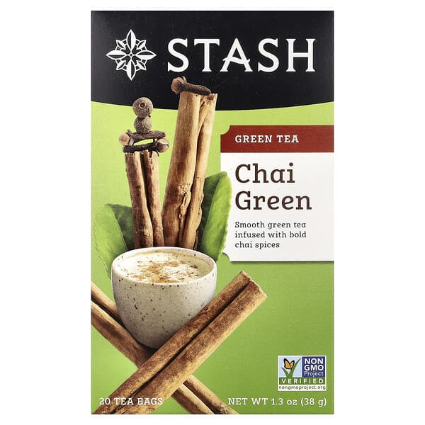 Stash Tea, 녹차, 차이 그린, 티백 20개, 38g(1.3oz)