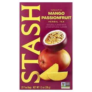 Stash Tea, Herbal Tea, Mango Passionfruit, Caffeine Free, 20 Tea Bags, 1.3 oz (38 g)