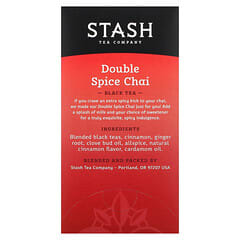 Stash Tea, Té negro, Chai de doble especia, 18 bolsitas de té, 33 g (1,1 oz)