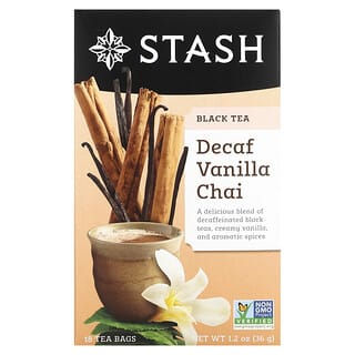Stash Tea, 홍차, 디카페인 바닐라 차이, 티백 18개, 36g(1.2oz)