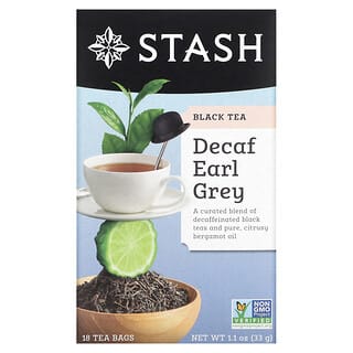 Stash Tea, شاي أسود ، إيرل جراي منزوع الكافيين ، 18 كيس شاي ، 1.1 أونصة (33 جم)