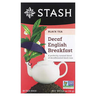 Stash Tea, ブラックティー、デカフェ、イングリッシュブレックファスト、ティーバッグ18袋、36g（1.2オンス）