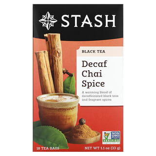 Stash Tea, 홍차, 디카페인 차이 스파이스, 티백 18개, 33g(1.1oz)
