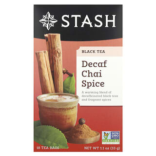 Stash Tea, Black Tea, чай без кофеина со специями, 18 чайных пакетиков, 33 г (1,1 унции)