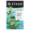 Stash Tea, Herbal Tea, Super Mint, Caffeine-Free, 18 Tea Bags, 0.6 oz (18 g)