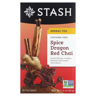 Stash Tea, Té de hierbas, Spice Dragon Red Chai, Sin cafeína`` 18 bolsitas de té, 36 g (1,2 oz)