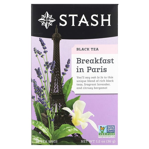 Stash Tea, Black Tea, Breakfast in Paris, 18 Tea Bags, 1.2 oz (36 g)