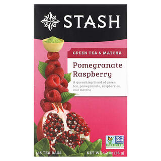 Stash Tea, 녹차 & 말차, 석류 라즈베리, 18티백, 36g(1.2oz)