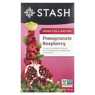 Stash Tea, Green Tea & Matcha, Pomegranate Raspberry, 18 Tea Bags, 1.2 oz (36 g)