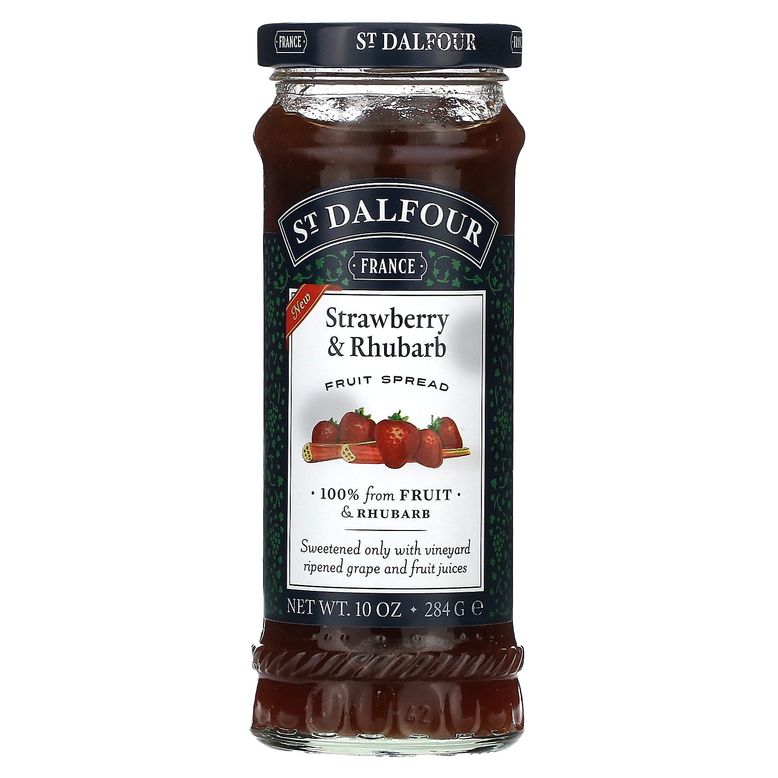 St. Dalfour Strawberry & Rhubarb Fruit Spread – All-Natural, 10 Oz Jar, Perfect For Toast & Desserts