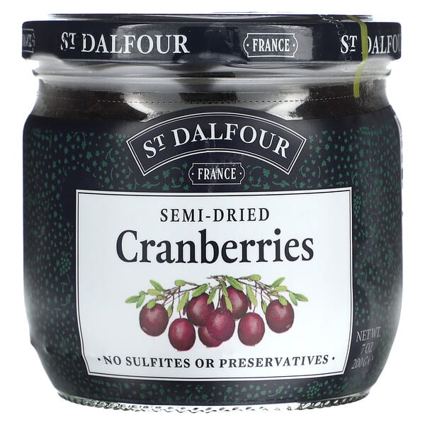 St. Dalfour, Semi-Dried Cranberries, halbgetrocknete Cranberrys, 200 g (7 oz.)