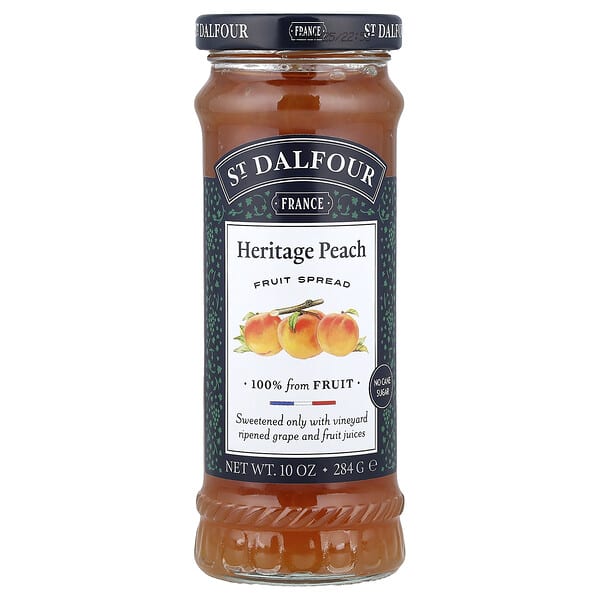St. Dalfour, 과일 스프레드, 헤리티지 복숭아, 284g(10oz)
