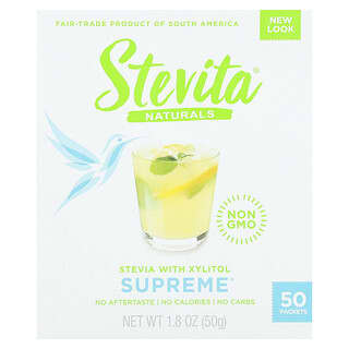 Stevita‏, Naturals‏, סטיביה עם קסיליטול, Supreme‏, 50 שקיקים, 50 גרם (1.8 אונקיות)
