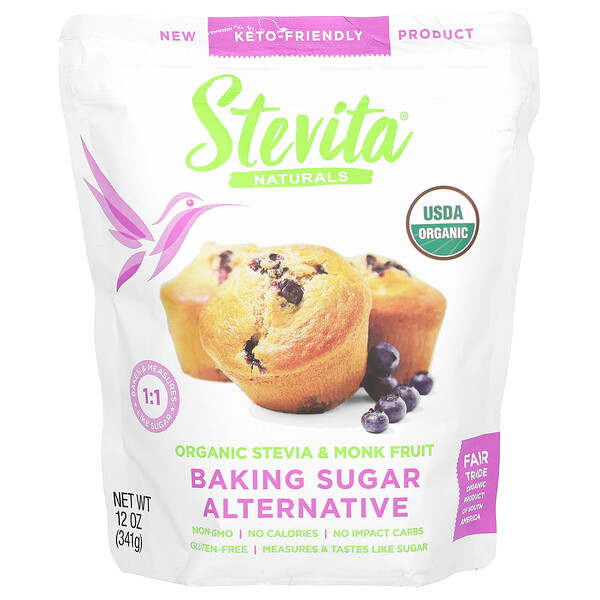 Stevita Naturals, 베이킹 설탕 대체품, 유기농 스테비아 & 나한과, 341g(12oz)