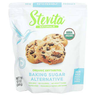 Stevita, заменитель пекарского сахара, органический эритритол, 341 г (12 унций)