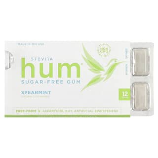 Stevita, Hum®, Chewing-gum sans sucre, Menthe verte, 12 pièces