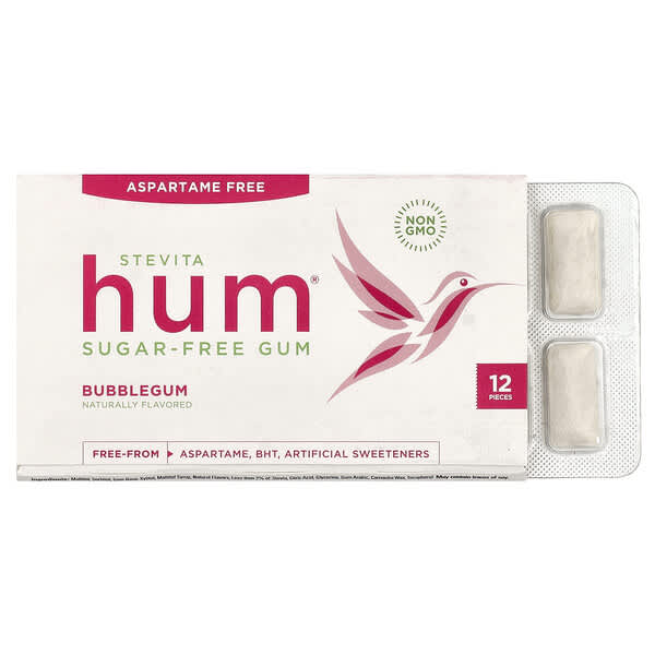 Stevita Naturals, Hum®，無糖口香糖，泡泡糖味，12 片