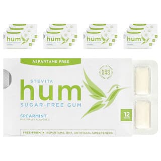 Stevita Naturals, Hum®, suikervrije kauwgom, spearmint, 12 verpakkingen, 12 stuks per verpakking